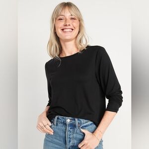 Old Navy Black Luxe Crew-Neck Long-Sleeve T-Shirt / Large